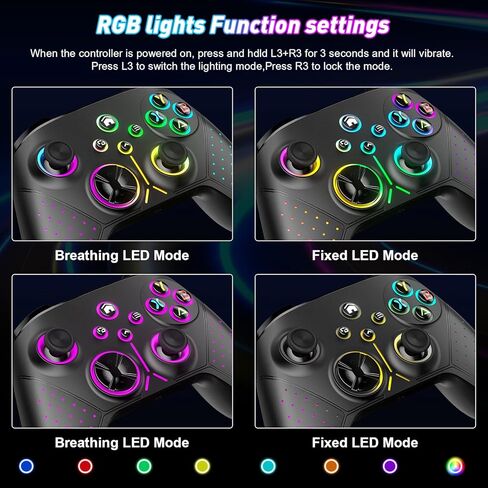 【استبدال وحدة تحكم لاسلكية مطورة لوحدة تحكم Xbox مع إضاءة RGB بـ 8 ألوان لأجهزة Xbox One، وXbox Series X|S، وXbox One S|X Gampad مع ضوء RGB/Marco/Turbo in Kuwait