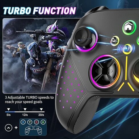 【استبدال وحدة تحكم لاسلكية مطورة لوحدة تحكم Xbox مع إضاءة RGB بـ 8 ألوان لأجهزة Xbox One، وXbox Series X|S، وXbox One S|X Gampad مع ضوء RGB/Marco/Turbo in Kuwait