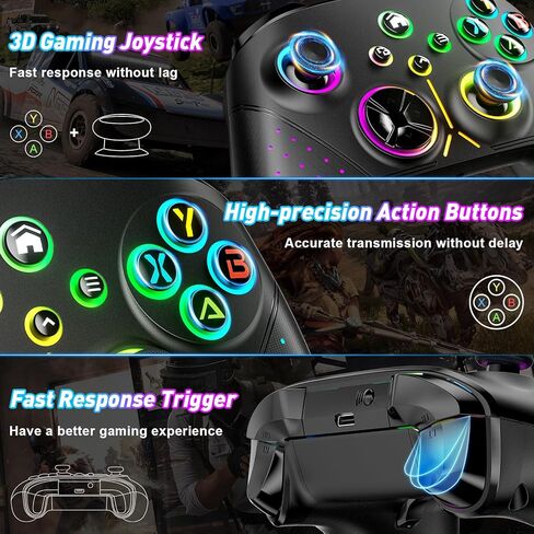 【استبدال وحدة تحكم لاسلكية مطورة لوحدة تحكم Xbox مع إضاءة RGB بـ 8 ألوان لأجهزة Xbox One، وXbox Series X|S، وXbox One S|X Gampad مع ضوء RGB/Marco/Turbo in Kuwait