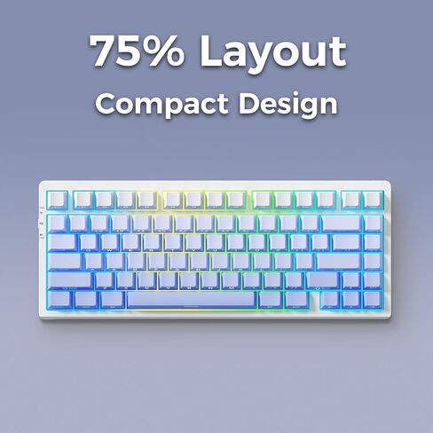 G75 Pro Wireless Mechanical Keyboard, 75% Layout, Gasket Mounted, 5 Layers Dampening,RGB Backlit, 2.4GHz/BT/Wired Tri-Mode, Hot Swappable (Grey, Matcha Latte) in Kuwait