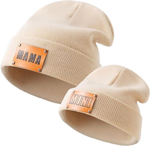 Jastore 2 PCS Parent-Child Beanie Hat Mother & Baby Daughter Son Soft Beanie Cap Kids Winter Warm Knit Hat in Saudi Arabia
