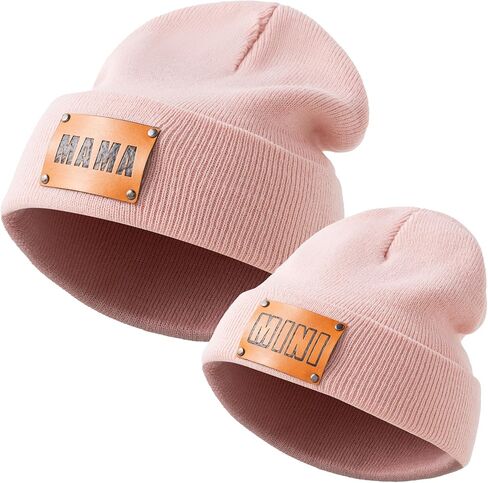Jastore 2 PCS Parent-Child Beanie Hat Mother & Baby Daughter Son Soft Beanie Cap Kids Winter Warm Knit Hat in Saudi Arabia