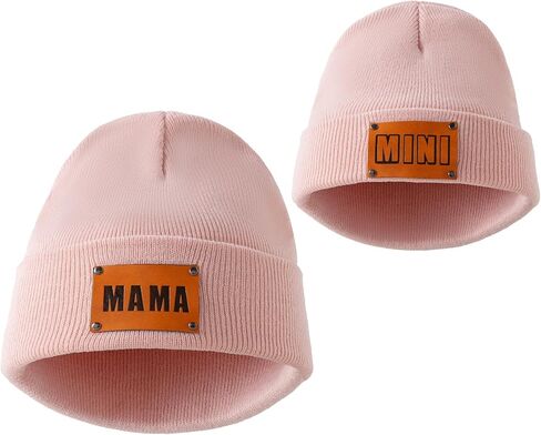 Jastore 2 PCS Parent-Child Beanie Hat Mother & Baby Daughter Son Soft Beanie Cap Kids Winter Warm Knit Hat in Saudi Arabia