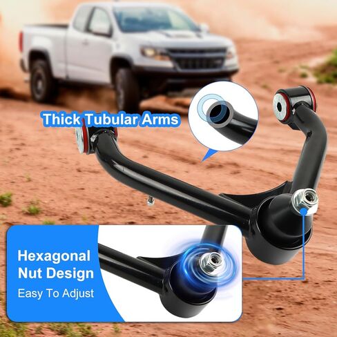 Upper Control Arms for 2-4 inch lift, Suitable for 2000-2010 Silverado Sierra 2500 3500 HD, 2-4" Lift Adjustable Control Arm Red A-arm Tubular Steel with Ball Joint in Saudi Arabia