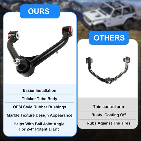 Upper Control Arms for 2-4 inch lift, Suitable for 2000-2010 Silverado Sierra 2500 3500 HD, 2-4" Lift Adjustable Control Arm Red A-arm Tubular Steel with Ball Joint in Saudi Arabia