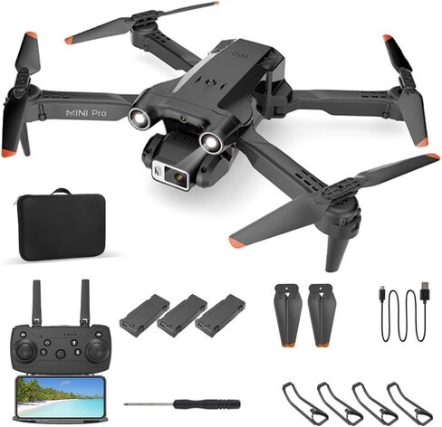 ZX X213 طائرة بدون طيار صغيرة مع كاميرا، طائرة بدون طيار 1080P HD FPV قابلة للطي مع حقيبة حمل، 3 بطاريات لمدة 35 دقيقة من وقت الطيران، عدسة تحكم كهربائية 150 درجة، مفتاح واحد للإقلاع/الأرض، تثبيت الارتفاع، 3 سرعات، ألعاب هدايا للأطفال والكبار، مبتدئ in Kuwait