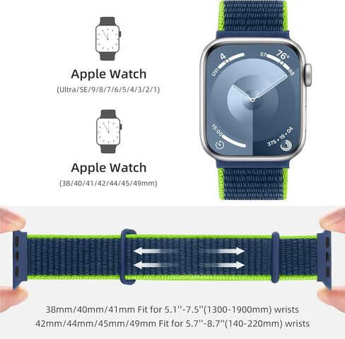 Nylon Sport Loop Bands Compatible with Apple Watch Bands 38mm 40mm 41mm 42mm 44mm 45mm 49mm Women Men, Soft Breathable Braided Straps for iWatch Bands Series Ultra 2/Ultra SE 9 8 7 6 5 4 3 2 1,4Pack in Kuwait
