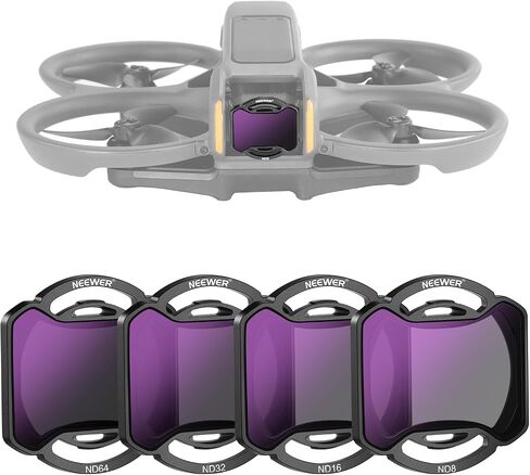 مجموعة 4 مرشحات محايدة الكثافة من NEEWER متوافقة مع DJI Avata 2، مرشحات محايدة الكثافة ND8/ND16/ND32/ND64 ملحقات الطائرات بدون طيار، زجاج عالي الدقة مطلي مزدوج الجوانب، لا يوجد تداخل مع غطاء العدسة in Saudi Arabia