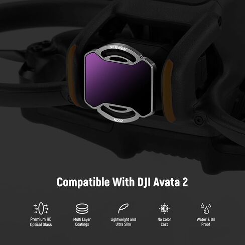 مجموعة 4 مرشحات محايدة الكثافة من NEEWER متوافقة مع DJI Avata 2، مرشحات محايدة الكثافة ND8/ND16/ND32/ND64 ملحقات الطائرات بدون طيار، زجاج عالي الدقة مطلي مزدوج الجوانب، لا يوجد تداخل مع غطاء العدسة in Saudi Arabia