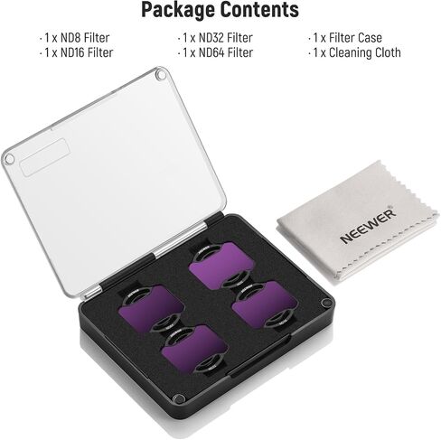 مجموعة 4 مرشحات محايدة الكثافة من NEEWER متوافقة مع DJI Avata 2، مرشحات محايدة الكثافة ND8/ND16/ND32/ND64 ملحقات الطائرات بدون طيار، زجاج عالي الدقة مطلي مزدوج الجوانب، لا يوجد تداخل مع غطاء العدسة in Saudi Arabia