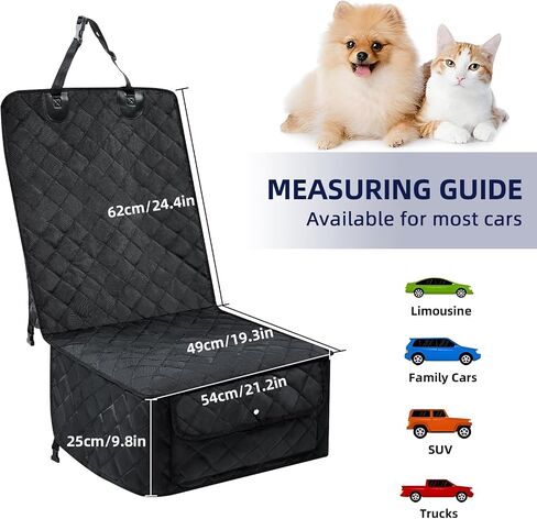 Dog Car Seat Cover for Back Seat - Back Seat Extender for Dogs with Hard Bottom Holds 400 lbs, Waterproof Car Seat Protector for Dogs with Mesh Window, Dog Hammock for Car, SUV, Truck in Saudi Arabia