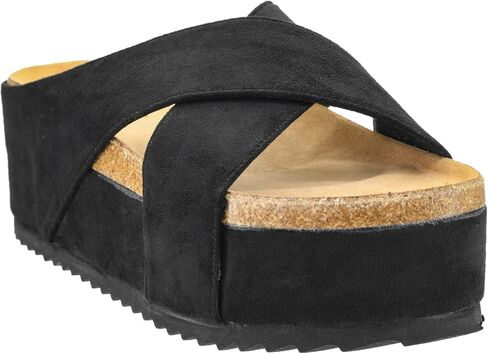 Corkys Footwear Don't Cross Me 2-Inch Platform Sandals with Chic Crisscrossed Faux Suede Straps – Cute and Comfortable in Saudi Arabia