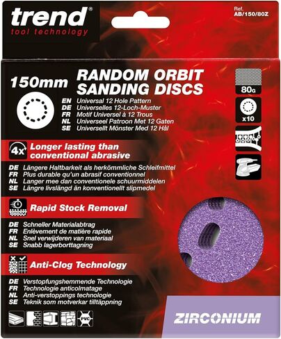 Trend Zirconium 6 Inch Random Orbit 40 Grit Abrasive Sanding Discs, AB/150/40Z, Pack of 10 in Saudi Arabia