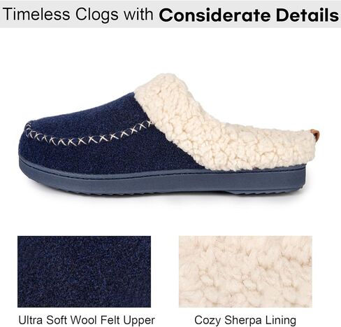 LongBay Women's Moccasin Slippers Faux Wool Felt Slip-On Bedroom Clog Comfy Memory Foam Indoor Outdoor House Shoes with Fuzzy Collar Burgundy 7-8 in Kuwait