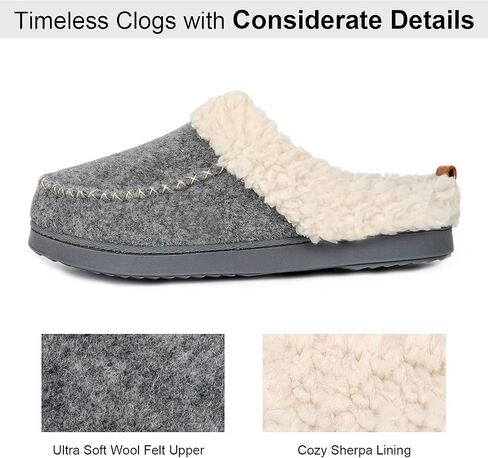 LongBay Women's Moccasin Slippers Faux Wool Felt Slip-On Bedroom Clog Comfy Memory Foam Indoor Outdoor House Shoes with Fuzzy Collar Burgundy 7-8 in Saudi Arabia