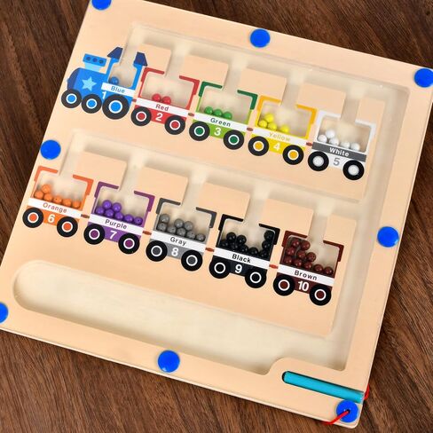 Magnetic Puzzle Magnetic Color Maze, Fine Motor Skills，Learn Counting Puzzle Activity Boards for Toddlers and Children Boys and Girls Preschool 3+ Kids, Maze Board Game Puzzle Toys (Train) in Saudi Arabia