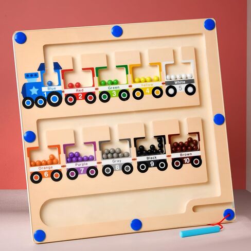Magnetic Puzzle Magnetic Color Maze, Fine Motor Skills，Learn Counting Puzzle Activity Boards for Toddlers and Children Boys and Girls Preschool 3+ Kids, Maze Board Game Puzzle Toys (Train) in Saudi Arabia