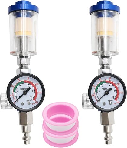 2 PCS 1/4 inch Air Pressure Regulator, Air compressor Accessories, Spray Gun Pressure Regulator, Oil Water Separation Cleaning Filter in Saudi Arabia