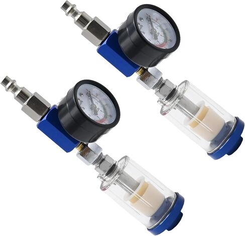 2 PCS 1/4 inch Air Pressure Regulator, Air compressor Accessories, Spray Gun Pressure Regulator, Oil Water Separation Cleaning Filter in Saudi Arabia