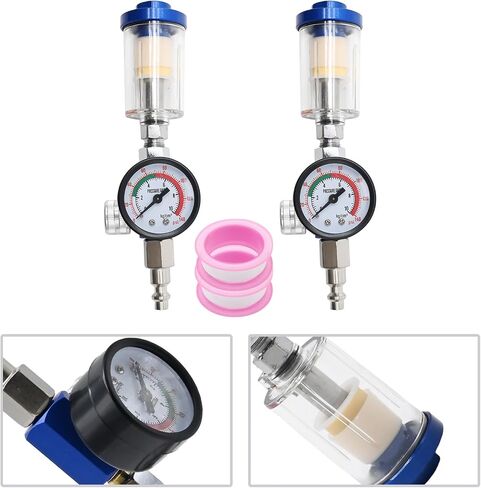 2 PCS 1/4 inch Air Pressure Regulator, Air compressor Accessories, Spray Gun Pressure Regulator, Oil Water Separation Cleaning Filter in Saudi Arabia
