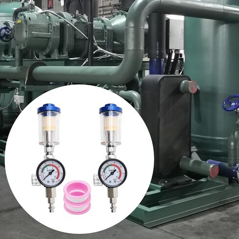 2 PCS 1/4 inch Air Pressure Regulator, Air compressor Accessories, Spray Gun Pressure Regulator, Oil Water Separation Cleaning Filter in Saudi Arabia