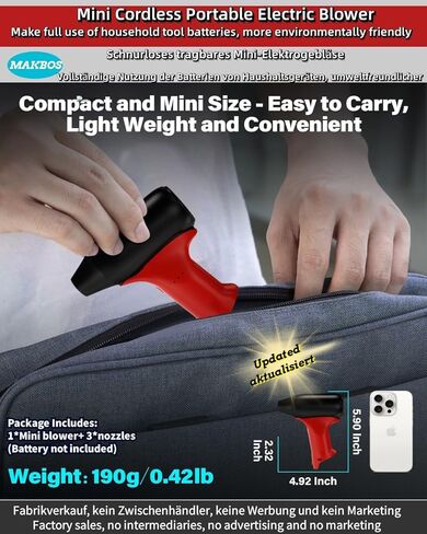 Leaf Blower for Milwaukee12V M12 Battery Cordless Electric Air Duster Mini Jet Blower Portable Violent Fan for Garage,Sawmill Room,Camping BBQ,Wood Workshop Cleaning,Clear Snow(Battery Not Included) in Kuwait