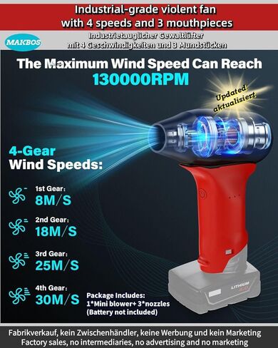 Leaf Blower for Milwaukee12V M12 Battery Cordless Electric Air Duster Mini Jet Blower Portable Violent Fan for Garage,Sawmill Room,Camping BBQ,Wood Workshop Cleaning,Clear Snow(Battery Not Included) in Kuwait