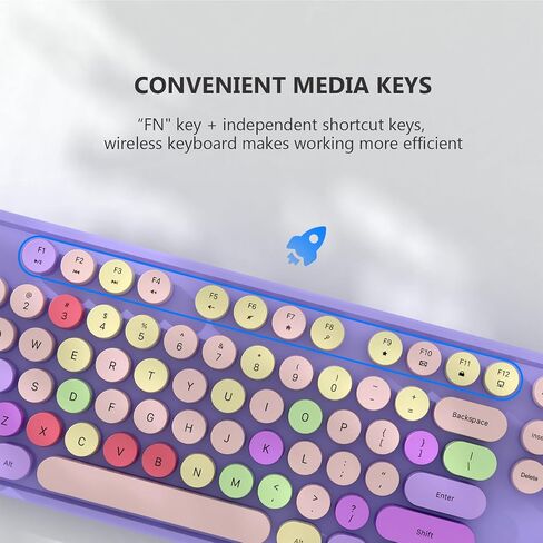 Wireless Keyboard and Mouse Combo, MOFII Full-Size Retro Round Keyboard and Mouse Wireless, 2.4 GHz Wireless USB Receiver, Plug and Play, Compatible with PC, Laptop, Desktop, Computer in Saudi Arabia