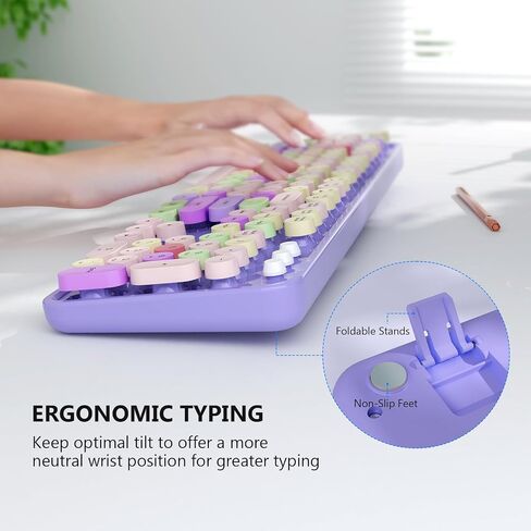 Wireless Keyboard and Mouse Combo, MOFII Full-Size Retro Round Keyboard and Mouse Wireless, 2.4 GHz Wireless USB Receiver, Plug and Play, Compatible with PC, Laptop, Desktop, Computer in Saudi Arabia