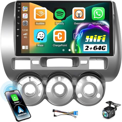 [2+32G] Android 13 Car Stereo for Honda Fit 2004-2010 with Wireless Carplay&Android Auto,9 Inch Car Radio with Mirror Link Bluetooth FM/RDS Radio WiFi GPS Navigation SWC+Backup Camera in Saudi Arabia