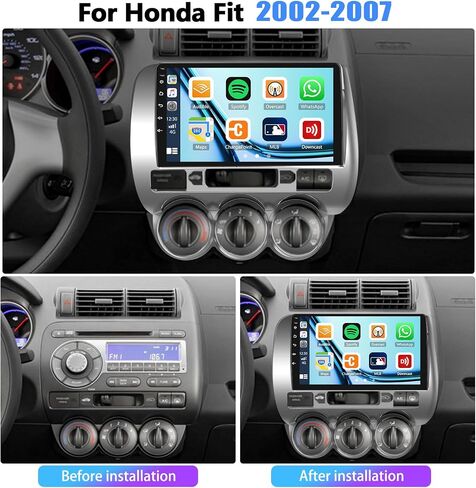 [2+32G] Android 13 Car Stereo for Honda Fit 2004-2010 with Wireless Carplay&Android Auto,9 Inch Car Radio with Mirror Link Bluetooth FM/RDS Radio WiFi GPS Navigation SWC+Backup Camera in Saudi Arabia