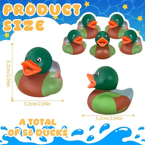 56 Pcs 2 Inch Family Mallard Rubber Duck Cool Floating Rubber Ducky Car Dashboard Ornament for Ducky Birthday Party Nature Birds Lovers Duck Hunting Decoration in Kuwait