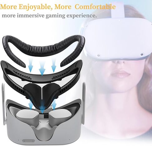 Face Pad & Face Cover Cushion Replacement Compatible with Oculus/Meta Quest 2 Accessories, 2 PCS Facial Interface Frame with Anti-Leakage Nose Pad, 2 PCS Removable Foam Face Covers in Saudi Arabia