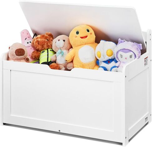 VEVOR Wooden Toy Chest for Kids, Toddler Toy Storage Box with Flip-Top Lid and Safety Hinge, 32.68 x 17.91 x 24.02 Large Kids Storage Bench for Playroom, Bedroom, Living Room or Entryway, White in Saudi Arabia