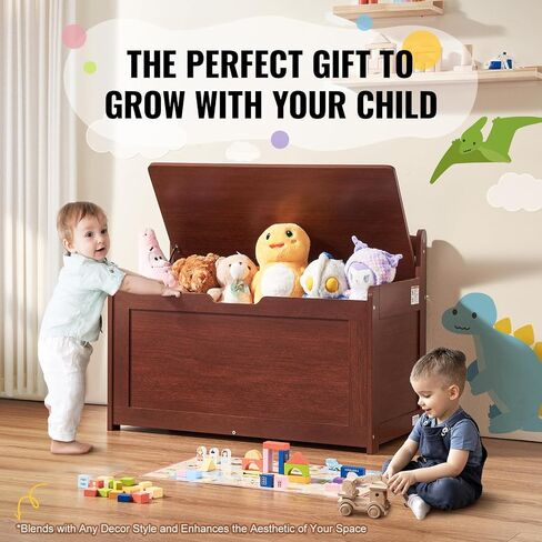 VEVOR Wooden Toy Chest for Kids, Toddler Toy Storage Box with Flip-Top Lid and Safety Hinge, 32.68 x 17.91 x 24.02 Large Kids Storage Bench for Playroom, Bedroom, Living Room or Entryway, White in Saudi Arabia