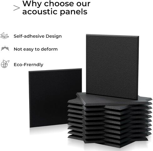 18 Pack White Square Self-Adhesive Acoustic Panels-12"X12"X 0.4" Soundproof Wall Panels, High-Density Sound Absorbing for Studios, Offices, and Home Theaters in Saudi Arabia
