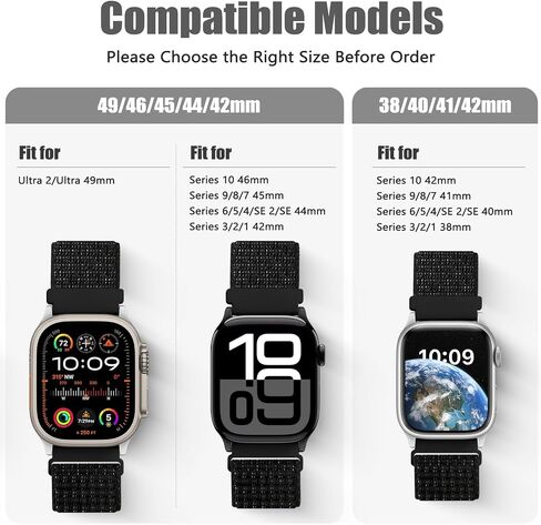 Bcuckood Nylon Sport Bands Compatible with Apple Watch Band 49mm 45mm 46mm 44mm 42mm 41mm 40mm 38mm Women Men, Adjustable Solo Loop Bands for iWatch Series 11 10 9 8 7 6 5 4 3 SE Ultra 2 1, 3 Pack in Saudi Arabia