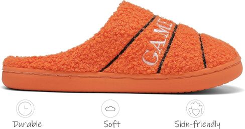 INMINPIN Women Men Ball Sports Slippers Soft Curly Plush House Shoes Cozy Bedroom Slippers Indoor Outdoor with Non Slip Sole for Sports Fan in Kuwait