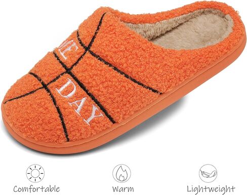 INMINPIN Women Men Ball Sports Slippers Soft Curly Plush House Shoes Cozy Bedroom Slippers Indoor Outdoor with Non Slip Sole for Sports Fan in Kuwait