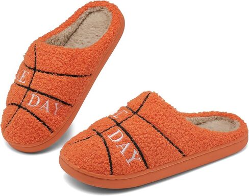 INMINPIN Women Men Ball Sports Slippers Soft Curly Plush House Shoes Cozy Bedroom Slippers Indoor Outdoor with Non Slip Sole for Sports Fan in Kuwait