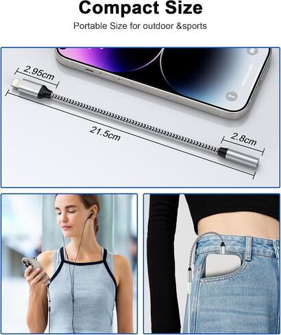 [Apple MFi Certified] Lightning to 3.5mm Aux Adapter for iPhone, Pad, and iPod - High-Fidelity Headphone Jack Adapter- Lightening Dongle for iPhone 14 13 12 11 Pro Max/Pro/Plus in Saudi Arabia