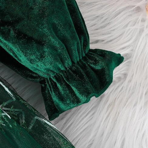 Toddler Girls Velvet Tulle Tutu Dress Baby Girls Fall Winter Long Sleeve Smocked Snowflake Christmas Birthday Party Dress in Saudi Arabia