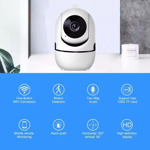 Wireless Security Camera, Motion Detection, Two-Way Audio, 1080p HD, 355 Pan 90 Tilt, Mobile Remote Monitoring, Cloud &128 GB SD Card Support. in Saudi Arabia