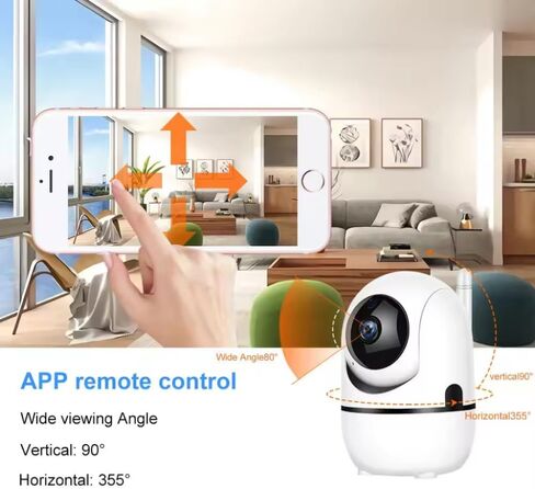 Wireless Security Camera, Motion Detection, Two-Way Audio, 1080p HD, 355 Pan 90 Tilt, Mobile Remote Monitoring, Cloud &128 GB SD Card Support. in Saudi Arabia