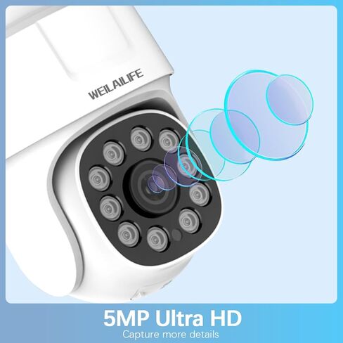 【تكبير رقمي 360 درجة PT وصوت ثنائي الاتجاه】 نظام كاميرا أمان لاسلكي خارجي كاميرات مراقبة PTZ مقاومة للماء للمراقبة بالفيديو المنزلي in Kuwait