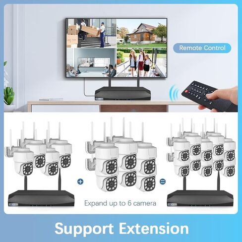 【تكبير رقمي 360 درجة PT وصوت ثنائي الاتجاه】 نظام كاميرا أمان لاسلكي خارجي كاميرات مراقبة PTZ مقاومة للماء للمراقبة بالفيديو المنزلي in Kuwait