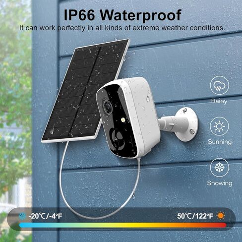 Solar Camera Outdoor Wireless, 4MP WiFi Battery Powered Security Camera with PIR Motion Detection, Floodlight Color Night Vision, 2-Way Audio, Work with Alexa in Saudi Arabia