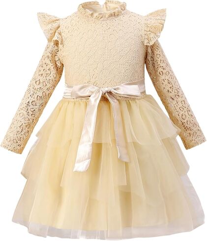 فستان توتو للأطفال الصغار من Kucnuzki، فستان حفلات للفتيات الصغيرات، فستان الأميرة من الدانتيل الأنيق، فساتين تنورة من التل للفتيات من عمر 2 إلى 7 سنوات in Kuwait
