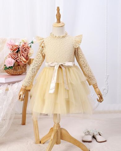 فستان توتو للأطفال الصغار من Kucnuzki، فستان حفلات للفتيات الصغيرات، فستان الأميرة من الدانتيل الأنيق، فساتين تنورة من التل للفتيات من عمر 2 إلى 7 سنوات in Kuwait