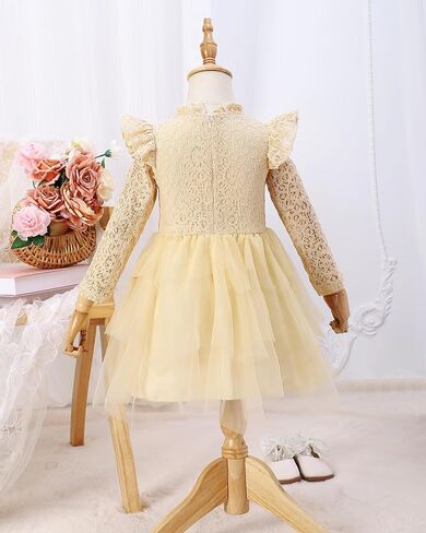 فستان توتو للأطفال الصغار من Kucnuzki، فستان حفلات للفتيات الصغيرات، فستان الأميرة من الدانتيل الأنيق، فساتين تنورة من التل للفتيات من عمر 2 إلى 7 سنوات in Kuwait